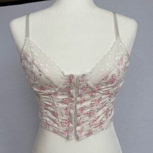 SHEIN Pink and White Corset Style Top